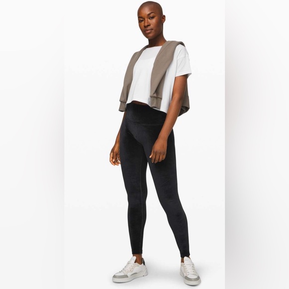 Lululemon Wunder Lounge High-Rise Tight 28"  Black Velvet leggings size 6 - Picture 3 of 11